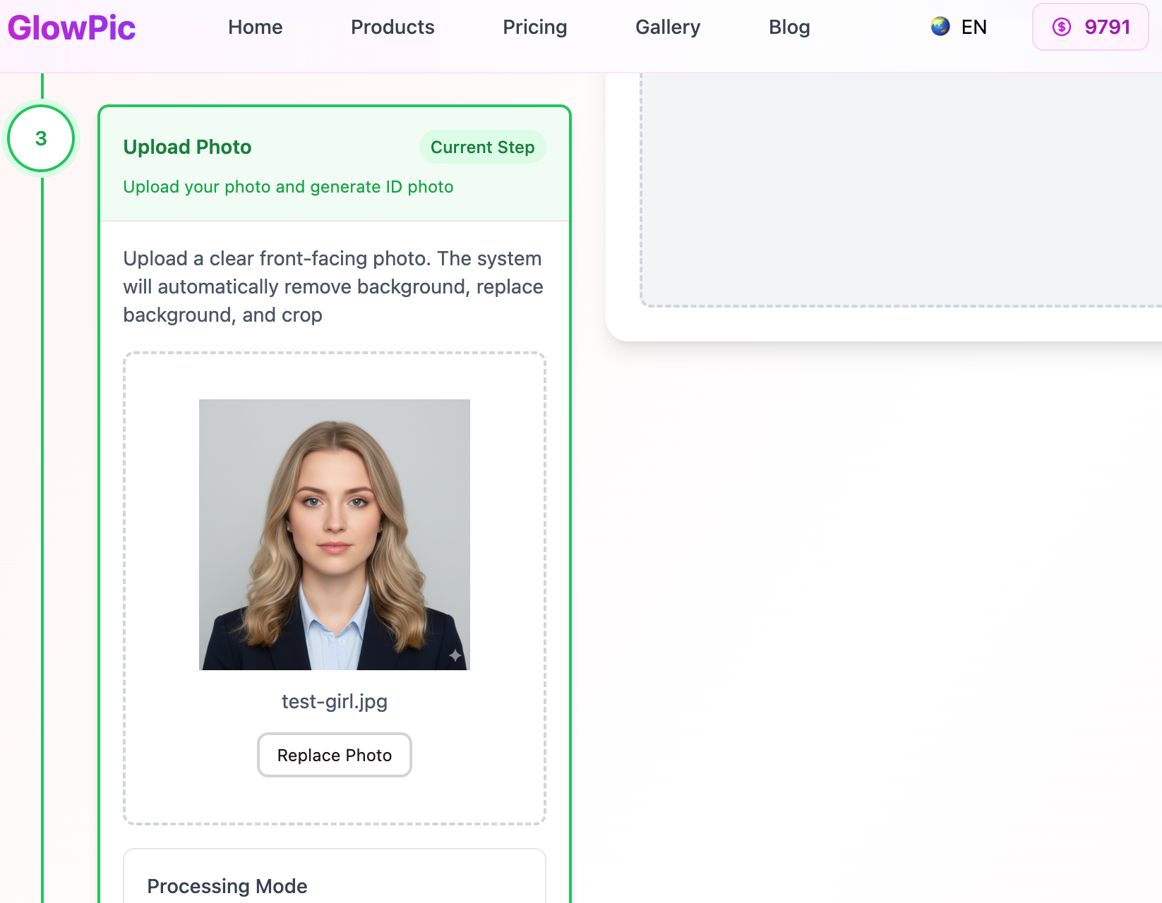Upload and Settings Interface